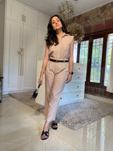 Mitaliwadhwa Beige Cotton Linen Set