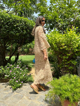 Mitaliwadhwa Beige cotton schiffli dress