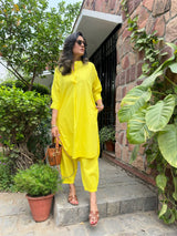 Mitaliwadhwa best seller Neon Yellow Cotton KP set