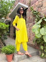 Mitaliwadhwa best seller Neon Yellow Cotton KP set