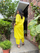 Mitaliwadhwa best seller Neon Yellow Cotton KP set