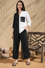 Mitaliwadhwa Black and White Linen Set