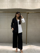 Mitaliwadhwa Black and White Linen Set