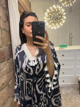 Mitaliwadhwa Black Ikat Kaftan Dress