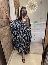 Mitaliwadhwa Black Ikat Kaftan Dress