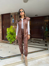 Mitaliwadhwa Chocolate Brown Faux Leather Co-ord Set