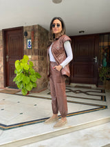 Mitaliwadhwa Chocolate Brown Faux Leather Co-ord Set