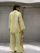 Mitaliwadhwa Co-ord Set Yellow Cotton Cutwork Co-ord Set
