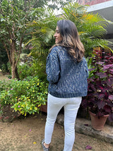 Mitaliwadhwa Dark blue sequins denim jacket