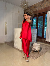 Mitaliwadhwa Festive set with attached dupatta-Red