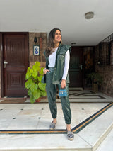 Mitaliwadhwa Green Faux Leather Co-ord Set