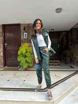 Mitaliwadhwa Green Faux Leather Co-ord Set