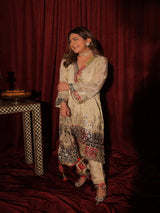 Mitaliwadhwa Inayat Tissue Kurta Set - Ivory