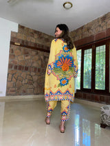 Mitaliwadhwa Kurta Pajama Set Jasnoor Anand in Exclusive Print Yellow Kurta Pajama Set