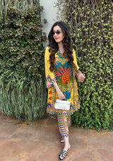 Mitaliwadhwa Kurta Pajama Set Jasnoor Anand in Exclusive Print Yellow Kurta Pajama Set