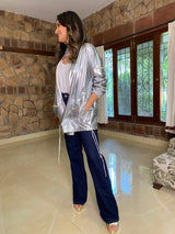 Mitaliwadhwa Metallic Silver wind-cheater
