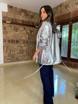 Mitaliwadhwa Metallic Silver wind-cheater
