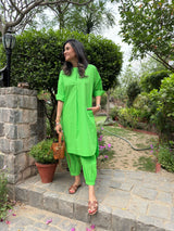 Mitaliwadhwa Neon Green Cotton KP set