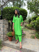 Mitaliwadhwa Neon Green Cotton KP set