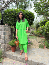 Mitaliwadhwa Neon Green Cotton KP set