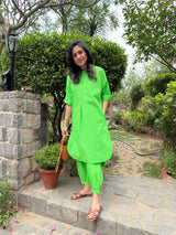 Mitaliwadhwa Neon Green Cotton KP set