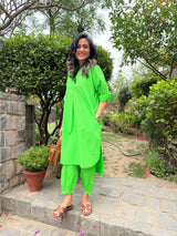 Mitaliwadhwa Neon Green Cotton KP set