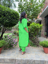 Mitaliwadhwa Neon Green Cotton KP set