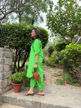 Mitaliwadhwa Neon Green Cotton KP set