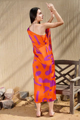 Mitaliwadhwa orange and purple one shoulder dress