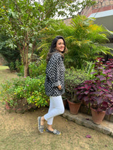 Mitaliwadhwa Oversized black denim jacket