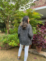 Mitaliwadhwa Oversized black denim jacket