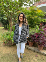 Mitaliwadhwa Oversized black denim jacket