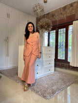 Mitaliwadhwa Peach Cotton Linen Set