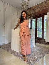 Mitaliwadhwa Peach Cotton Linen Set