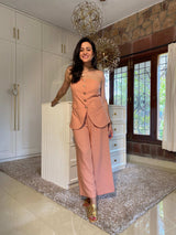 Mitaliwadhwa Peach Cotton Linen Set