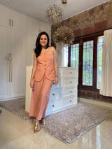 Mitaliwadhwa Peach Cotton Linen Set