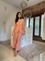 Mitaliwadhwa Peach Cotton Linen Set