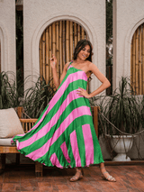 Mitaliwadhwa Pink and Green stripe maxi