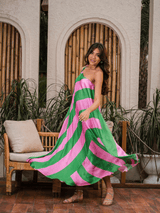 Mitaliwadhwa Pink and Green stripe maxi