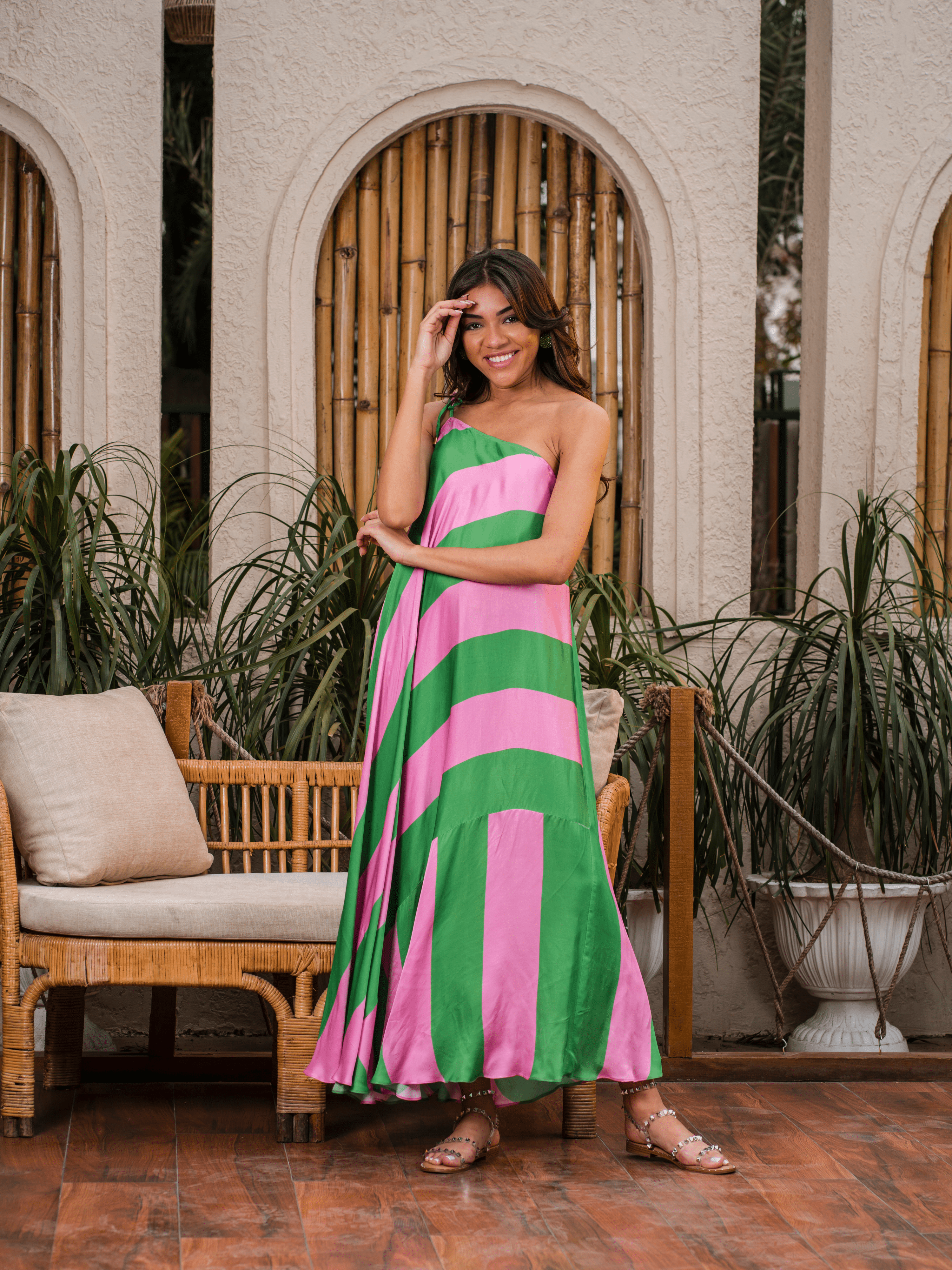 Pink and Green stripe maxi