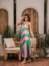 Mitaliwadhwa Pink and Green stripe maxi