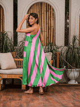 Mitaliwadhwa Pink and Green stripe maxi