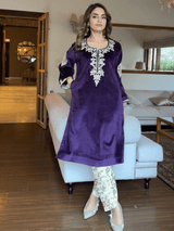 Mitaliwadhwa Purple contrast velvet set