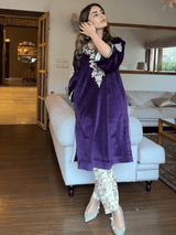 Mitaliwadhwa Purple contrast velvet set