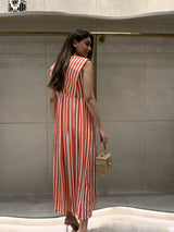 Mitaliwadhwa Red and White stripe dress