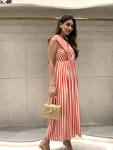 Mitaliwadhwa Red and White stripe dress