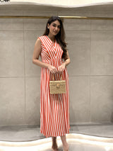Mitaliwadhwa Red and White stripe dress