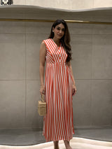 Mitaliwadhwa Red and White stripe dress