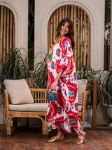 Mitaliwadhwa Red Ikat kaftan