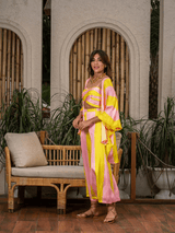 Mitaliwadhwa Sunshine yellow and pink stripe 3PC Set